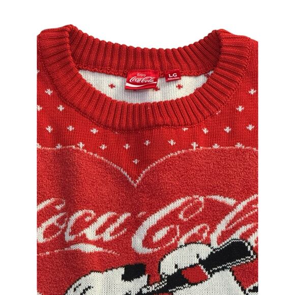 Vintage Coca-Cola Polar Bear “ugly” Christmas Sweater Red White Trees Holiday L - Picture 4 of 7